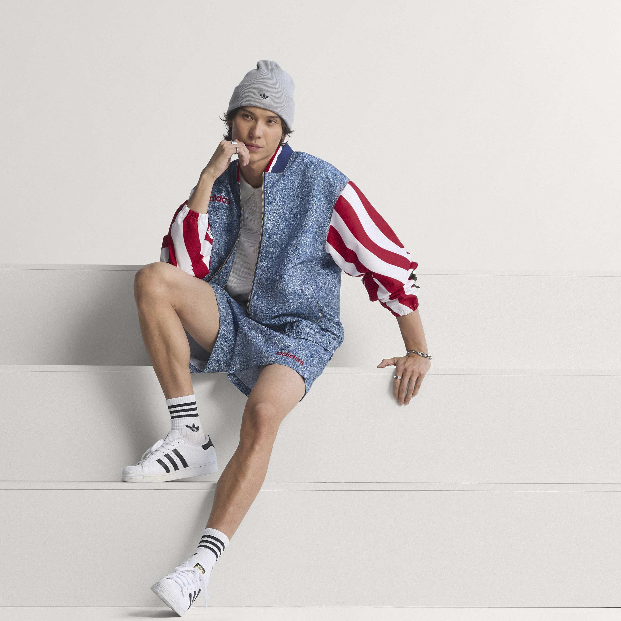 Adidas Mens Denim Graphic Track Jacket - Blue