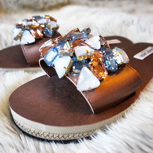 Spring Pink Crystal Rhinestone Embellished Waterproof Espadrille Flats for Women